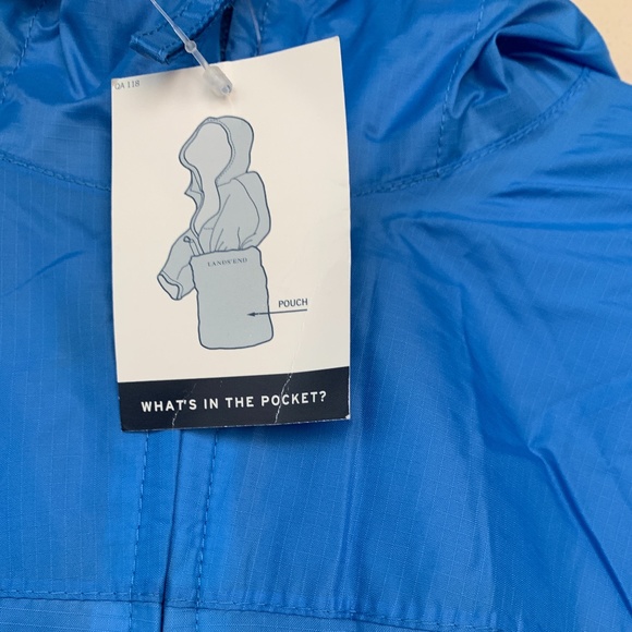 NWT LANDSEND Full Zip Hooded Packable Windbreaker - Picture 3 of 7